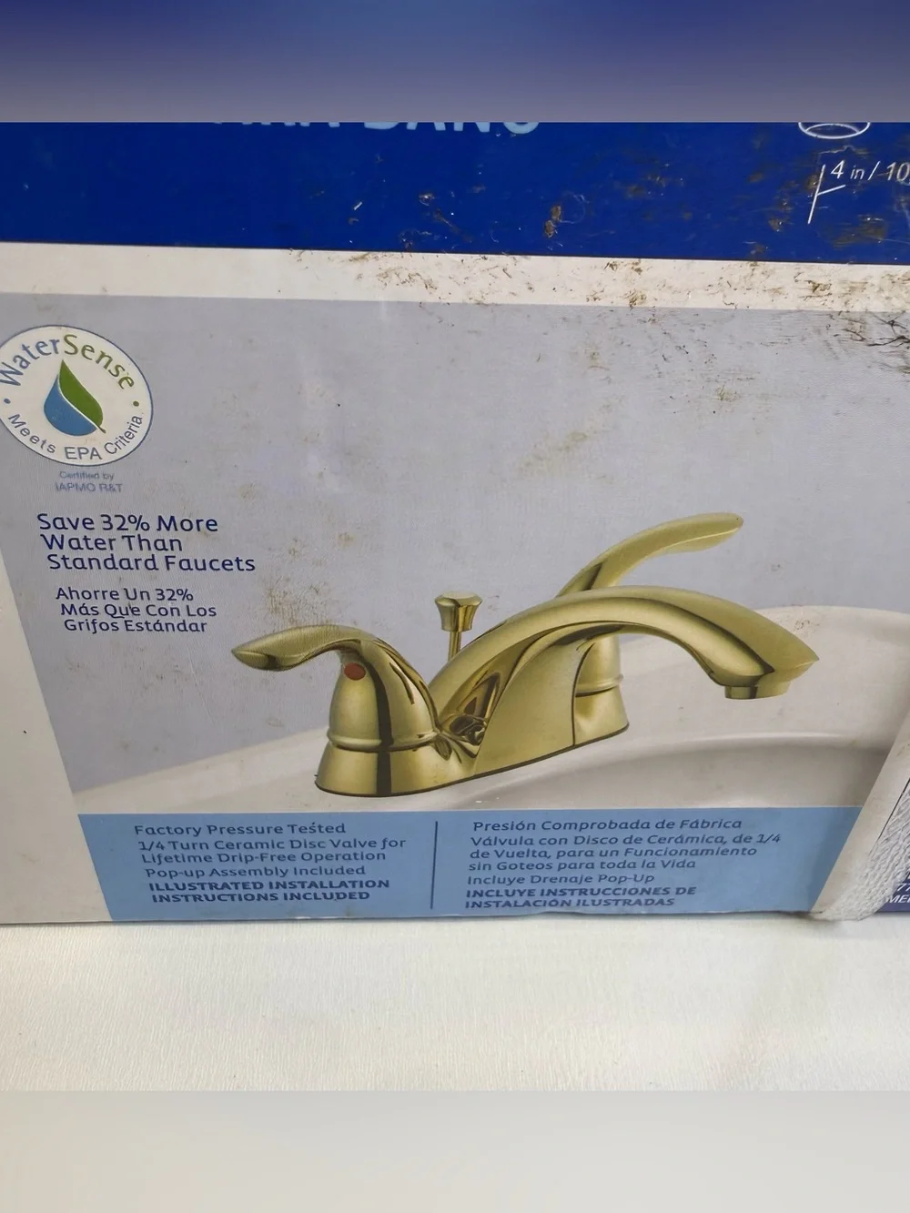 Glacier Bay Builders 523 918 Bath Faucet 4 Inch Center Set Polished Brass New